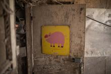 Un panneau portant le dessin d'un cochon ​​​​​​​Muzillac, France - 2020